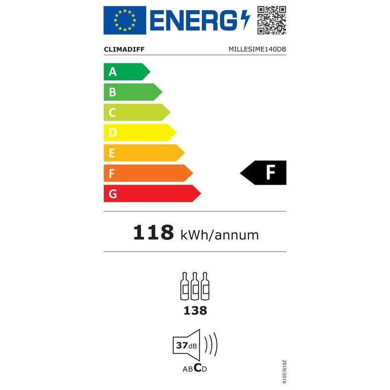 Cave de vieillissement double zone MILLESIME140DB - 138 bouteilles - Climadiff