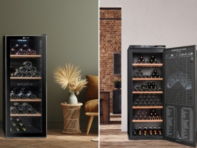 What are the differences between a full-door and glass wine cellar?